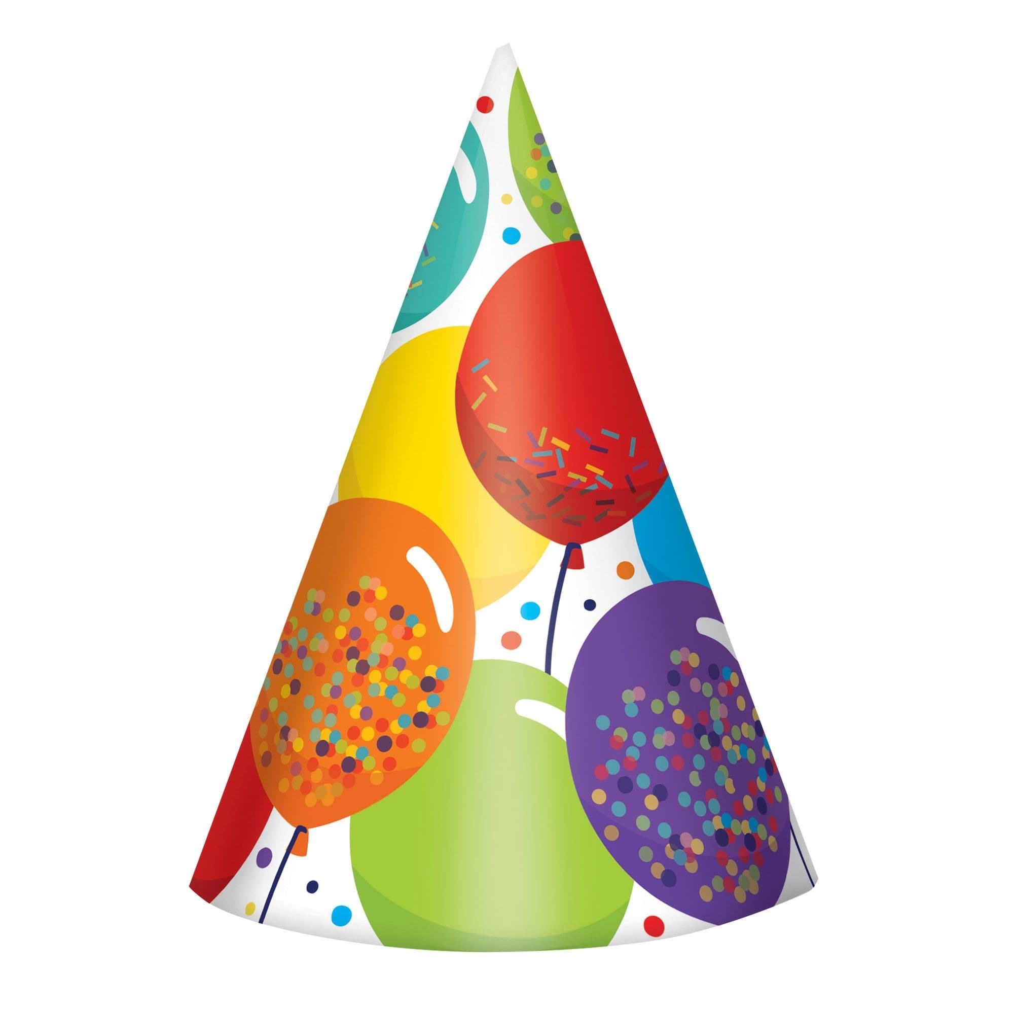 Balloon Birthday Cone Party Hat, Multi-Coloured, One Size, 24-pk ...