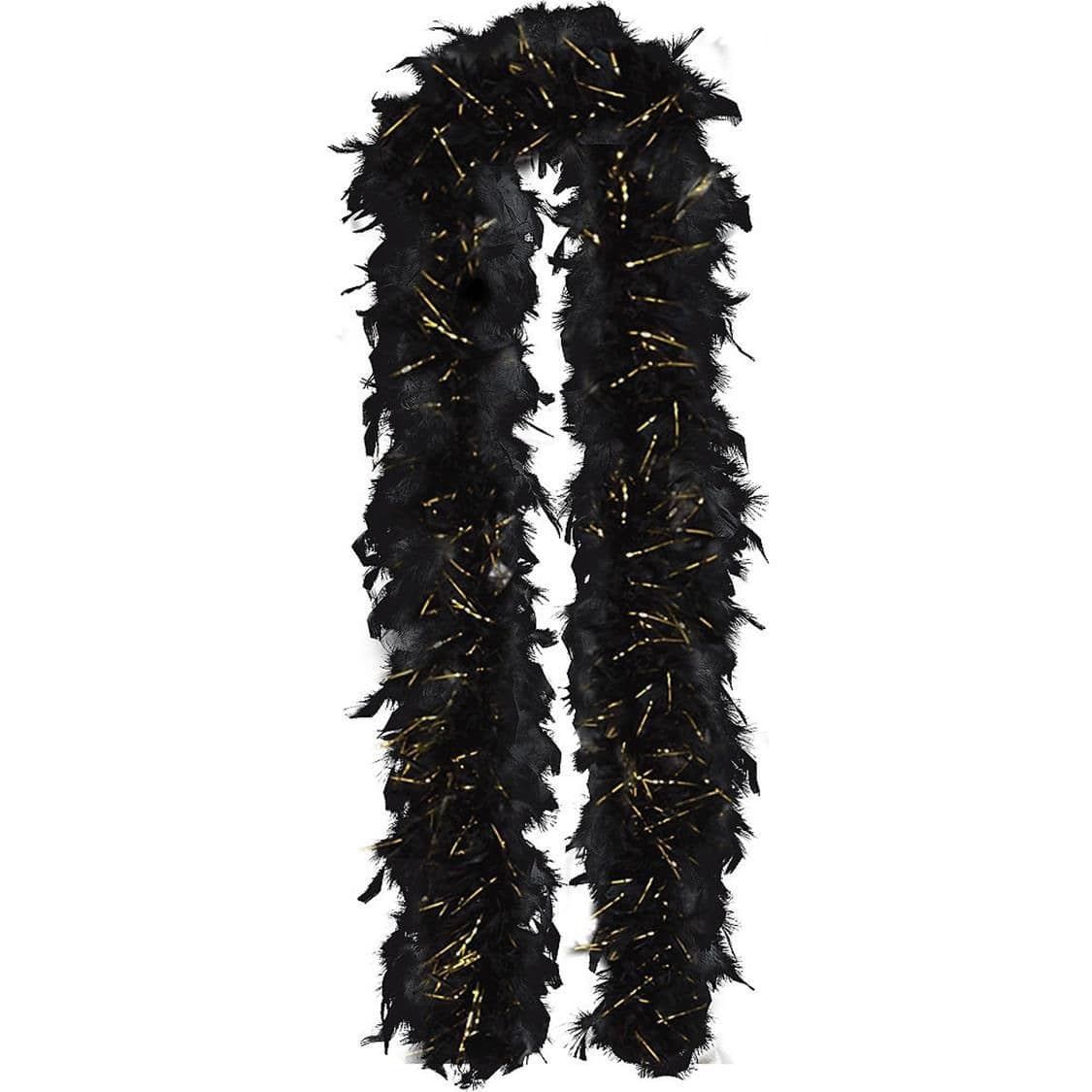 Feather & Tinsel Boa, Black/Gold, 72-in, Wearable Costume Accessory for ...