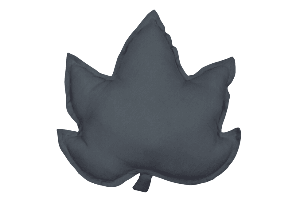 Graphite Maple Leaf Linen Cushion
