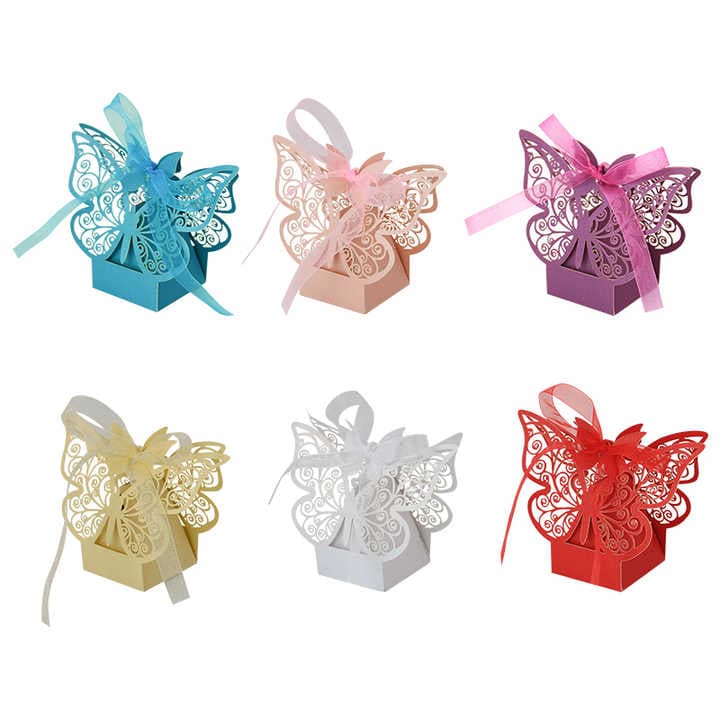 50pcs Butterfly Laser Cut Favor Candy Boxes for Weddings