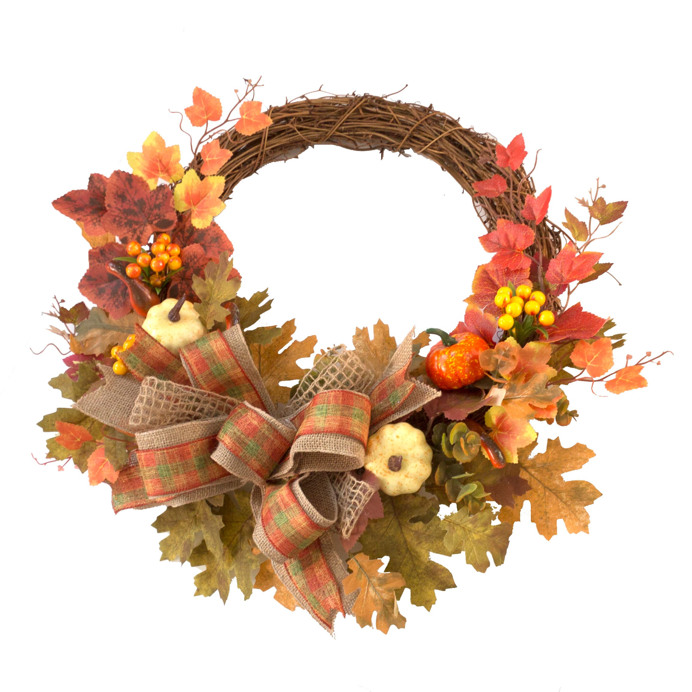 Abbie Home Ansuma 24" Big Thanksgiving Wreath with Faux Pumpkin & Maple ...