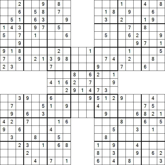Samurai Sudoku - Medium - Sudoku-Puzzles.net