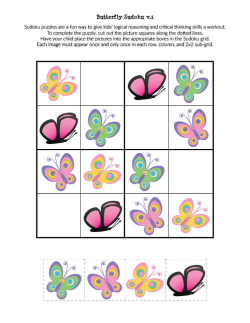 Butterfly Sudoku Puzzles {free printables} - Gift of Curiosity