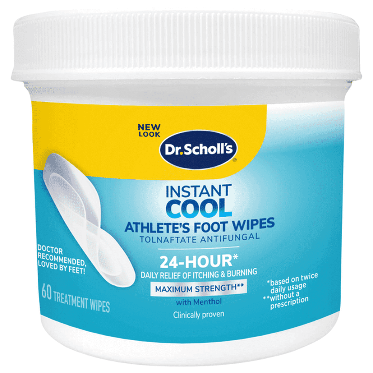 Dr. Scholl's Athlete's Foot Wipes, Maximum Strength, Instant Cool (60 ...