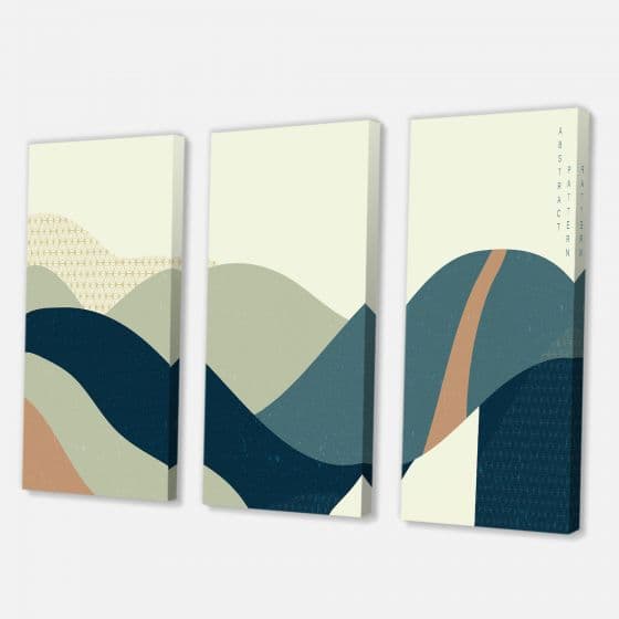 Abstract Geometric Landscape with Hills Canvas Wall Art | Linen Chest