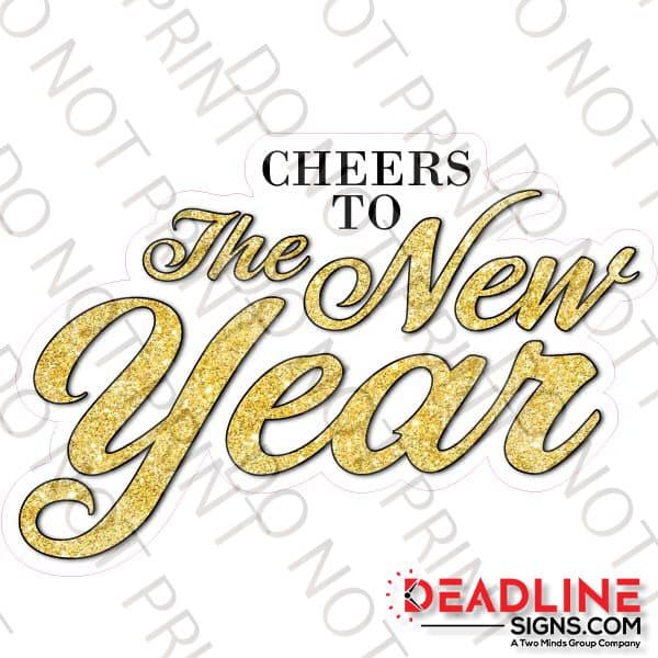 36 Inch Cheers to the New Year – Gold Glitter – Oversize Yard Card ...